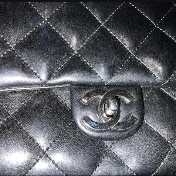 Excellent Chanel Kelly Top Handle Black Silver Hardware Medium 10” - Picture 7 of 8